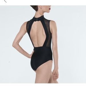 Wear Moi high neck leotard (S) with polka dot mesh
